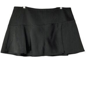 Garage Jet Black Satin Skort L Side Zipper Mini Front Slit Detail Stretch NEW